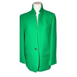 J.Crew Boiled Wool Topcoat Green Lady Day Coat Women Button Front Classic 6
